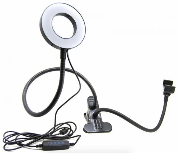 Кольцевая LED лампа с держателем, USB