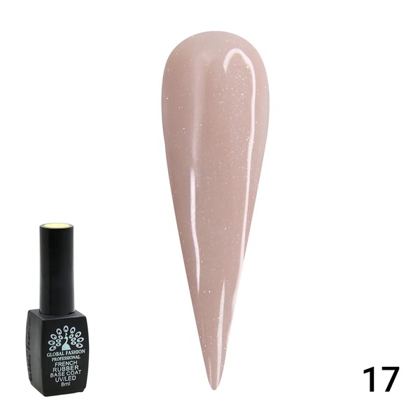 Каучуковая база Global Fashion (Глобал Фэшн) с шиммером French Rubber 017, 8 мл