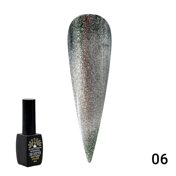 Гель-лак Global Fashion (Глобал Фэшн) кошачий глаз 24D Wild 006, 8 мл