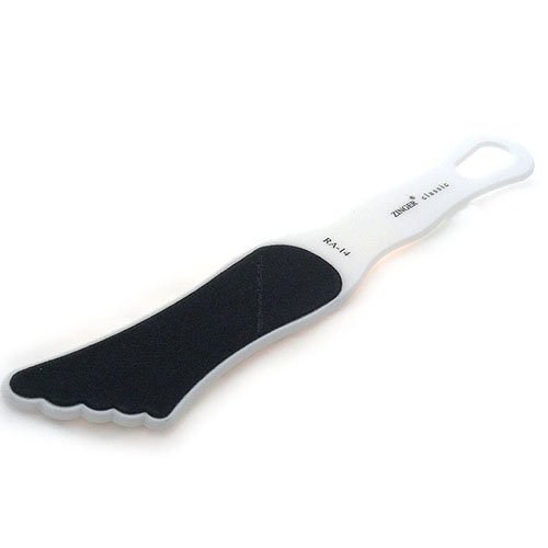 Zinger (Зингер) Тёрка педикюрная наждачная двухсторонняя "Пятка на ручке" малая RA-14 white