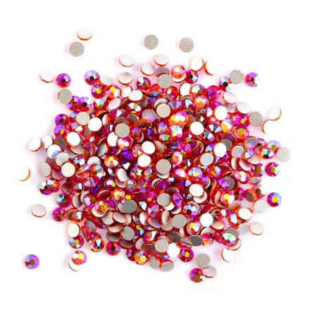 Стразы в карусельке, красные, пластик, голография