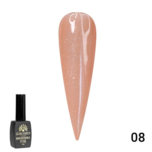 Гель Global Fashion (Глобал Фэшн) Magic-Extension с шиммером 08, 12 мл