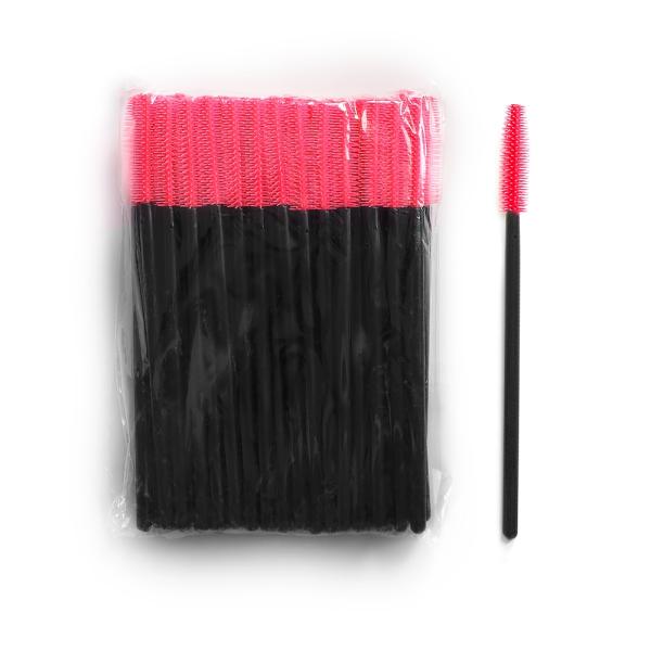 Одноразовые щеточки для ресниц и бровей, светло-красные, 50 шт