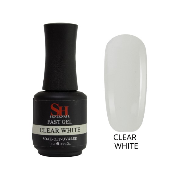 SH Fast гель для наращивания ногтей clear white, 15 мл