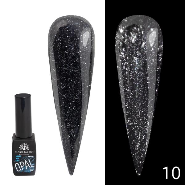 Каучуковая светоотражающая база Global Fashion (Глобал Фэшн) Disco Opal 10, 8 мл