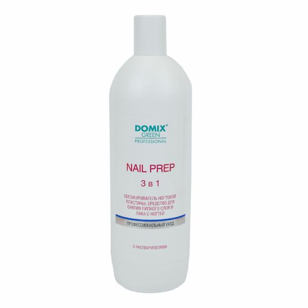Domix (Домикс) Nail Prep 3 в 1 Обезжириватель ногтевой пластины, средство для снятия липкого слоя и лака, 1000 мл
