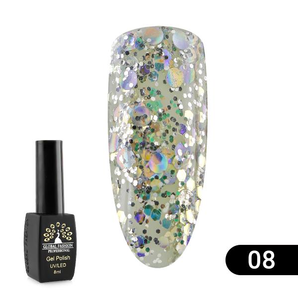 Гель-лак Global Fashion (Глобал Фэшн) Shiny 008, 8 мл