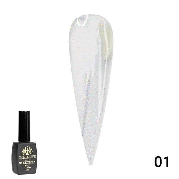 Гель Global Fashion (Глобал Фэшн) Magic-Extension с шиммером 01, 12 мл