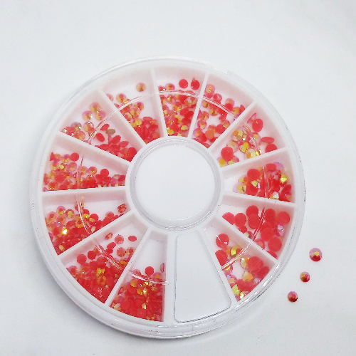 Стразы в карусельке, красные, пластик, голография