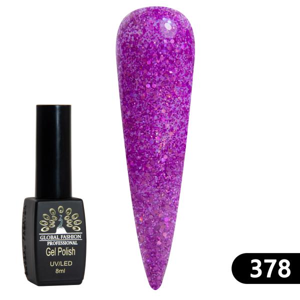 Гель-лак Global Fashion (Глобал Фэшн) Black Elite 378, 8 мл