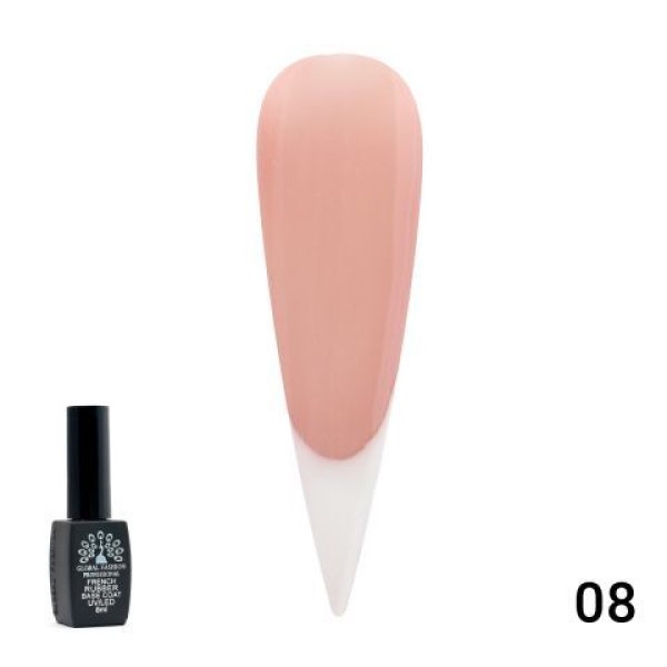 Global Fashion (Глобал Фэшн) Каучуковая френч база French Rubber base coat 008, 8 мл