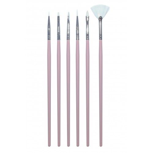 Набор кистей для дизайна ногтей, 6 шт