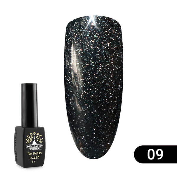 Гель-лак Global Fashion (Глобал Фэшн) светоотражающий Disco Shine Spectrum 009, 8 мл