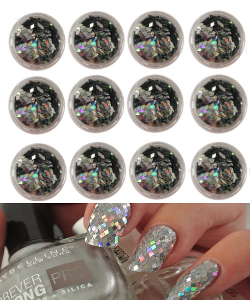 Конфетти-ромбики серебро, набор 12 шт