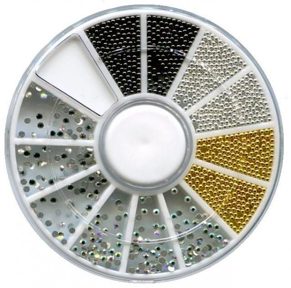 Набор карусель, бульонки, 3 цвета + стразы