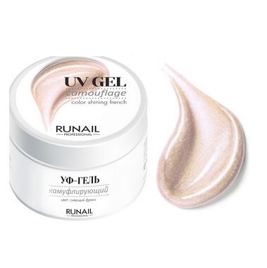 Камуфлирующий UV-гель RuNail (Рунейл) professional, Сияющий френч (3455), 15 мл