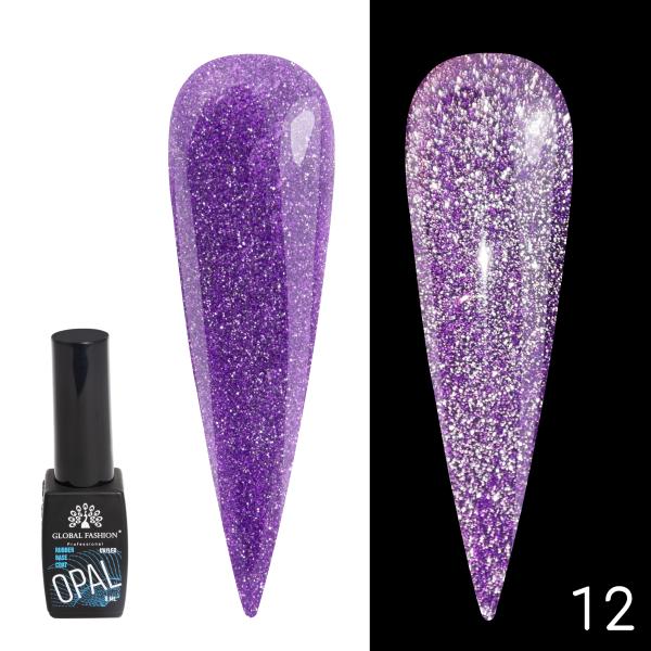 Каучуковая светоотражающая база Global Fashion (Глобал Фэшн) Disco Opal 12, 8 мл