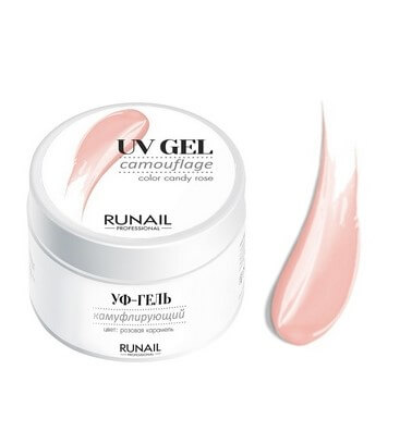 Камуфлирующий UV-гель RuNail (Рунейл) professional, Розовая карамель (3451), 15 мл