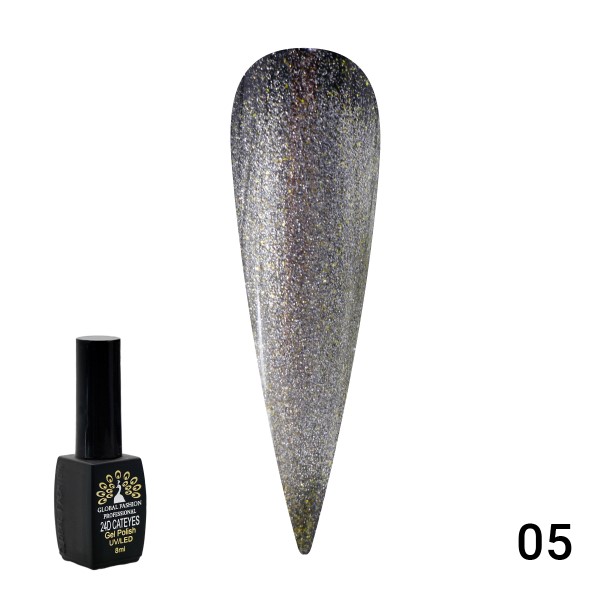 Гель-лак Global Fashion (Глобал Фэшн) кошачий глаз 24D Wild 005, 8 мл