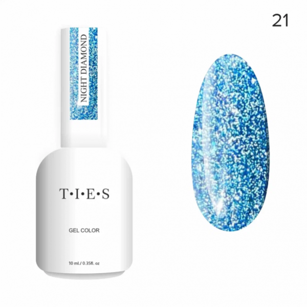Гель-лак Ties Night Diamond светоотражающий #21, 10 мл