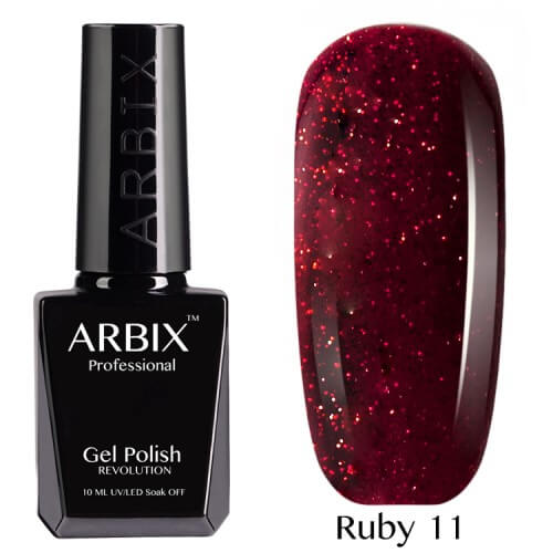 Гель-лак Arbix (Арбикс) Ruby 011 Искры Бордо, 10 мл
