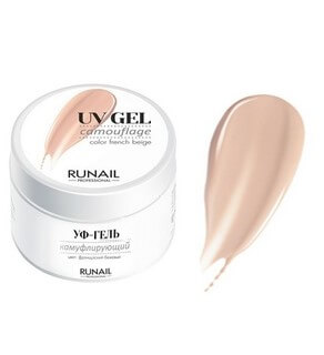 Камуфлирующий UV-гель RuNail (Рунейл) professional, Французский бежевый (3454), 15 мл