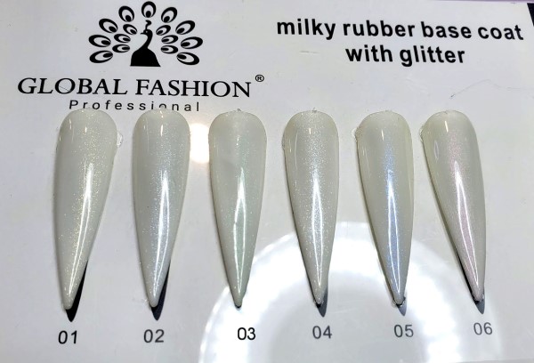 Каучуковая база Global Fashion (Глобал Фэшн) молочная с шиммером French Rubber 001, 8 мл