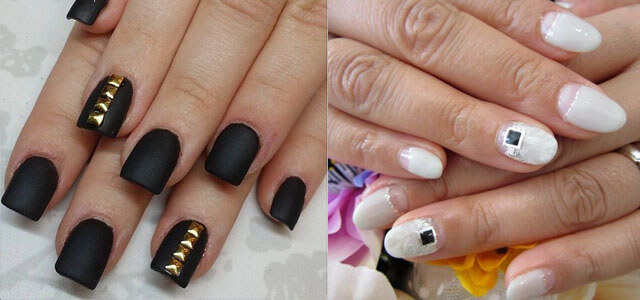 Маникюр с квадратными стразами