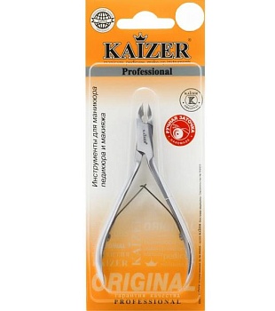 Маникюрные кусачки Kaizer 403033, двухпружинные, ручная алмазная заточка, серебро