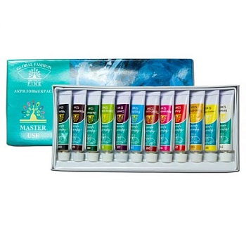 Акриловые краски Global Fashion 12 цветов, 12 мл