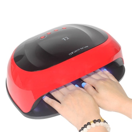 T2 лампа для ногтей гибридная UV+LED красная, 72 W