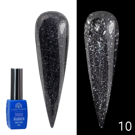 Каучуковая светоотражающая база Global Fashion (Глобал Фэшн) Disco Opal 10, 8 мл