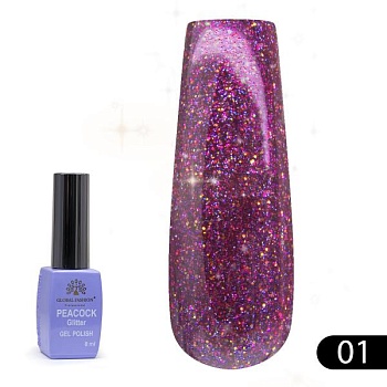 Гель-лак Global Fashion (Глобал Фэшн) Peacock 01, 8 мл