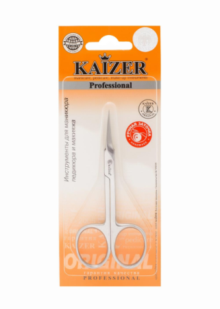 Маникюрные ножницы для кутикулы Kaizer 404033, закругленные, матовые,  ручная алмазная заточка