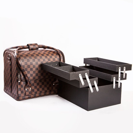 Сумка мастера кожзам коричневая клетка, 32х28х25 см