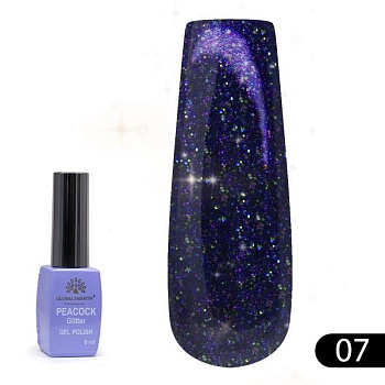 Гель-лак Global Fashion (Глобал Фэшн) Peacock 07, 8 мл