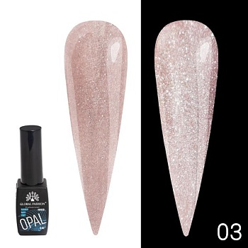 Каучуковая светоотражающая база Global Fashion (Глобал Фэшн) Disco Opal 03, 8 мл