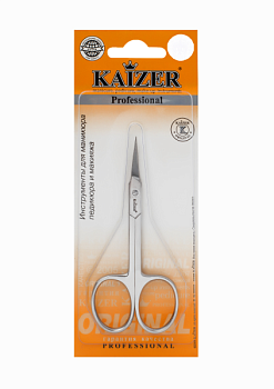 Маникюрные ножницы для кутикулы Kaizer 404028, закругленные, серебро,  ручная алмазная заточка