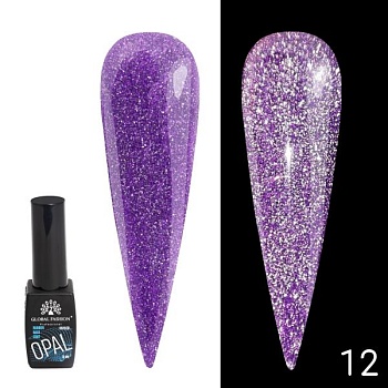 Каучуковая светоотражающая база Global Fashion (Глобал Фэшн) Disco Opal 12, 8 мл