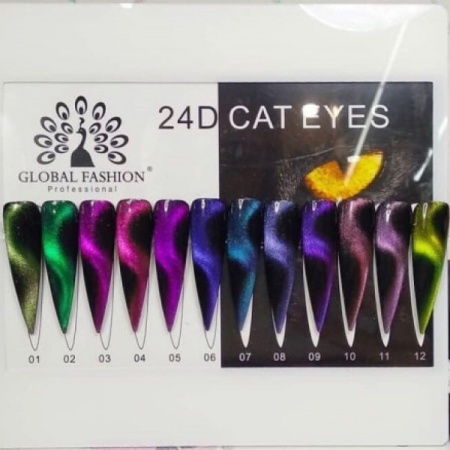 Гель-лак Global Fashion (Глобал Фэшн) кошачий глаз 24D Galactic 010, 8 мл