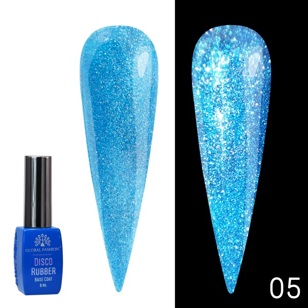 Каучуковая светоотражающая база Global Fashion (Глобал Фэшн) Disco Opal 05, 8 мл